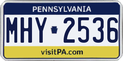 PA license plate MHY2536