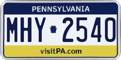 PA license plate MHY2540