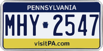 PA license plate MHY2547
