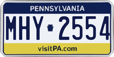 PA license plate MHY2554