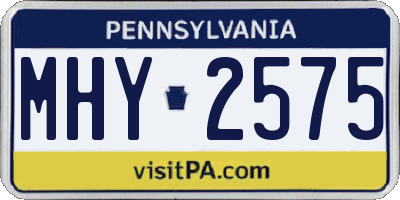 PA license plate MHY2575