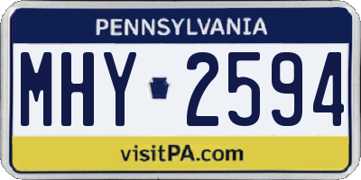 PA license plate MHY2594