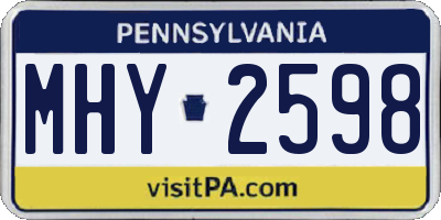 PA license plate MHY2598