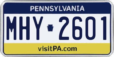 PA license plate MHY2601