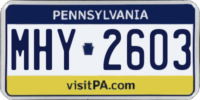 PA license plate MHY2603