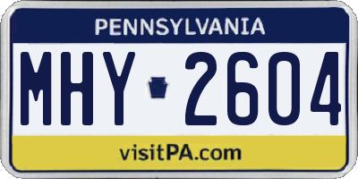 PA license plate MHY2604