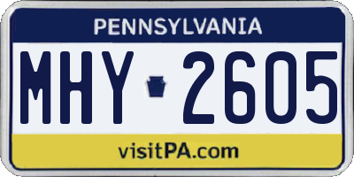 PA license plate MHY2605
