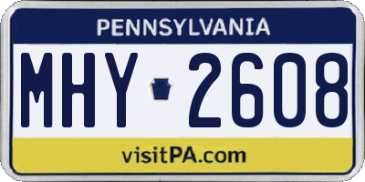 PA license plate MHY2608