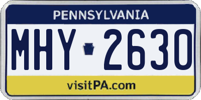 PA license plate MHY2630