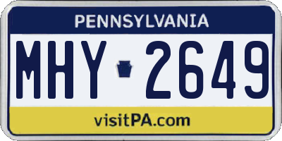 PA license plate MHY2649