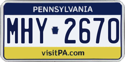 PA license plate MHY2670
