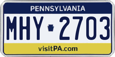 PA license plate MHY2703