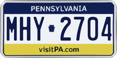 PA license plate MHY2704