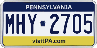 PA license plate MHY2705