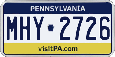 PA license plate MHY2726