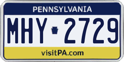 PA license plate MHY2729