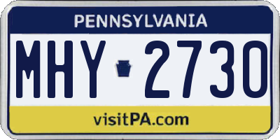 PA license plate MHY2730