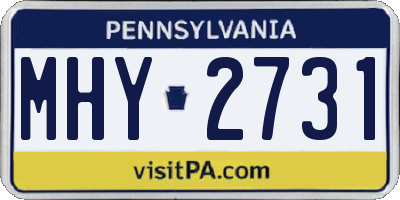 PA license plate MHY2731