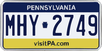 PA license plate MHY2749