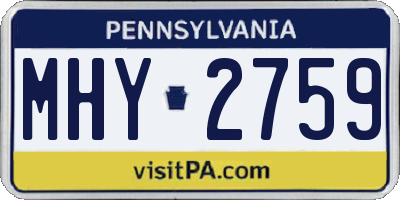 PA license plate MHY2759