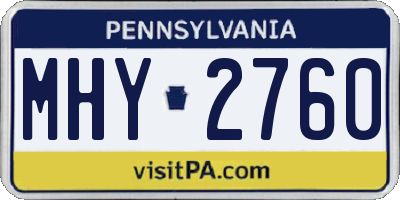 PA license plate MHY2760