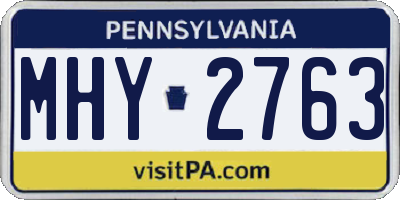 PA license plate MHY2763