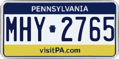PA license plate MHY2765