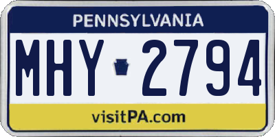 PA license plate MHY2794