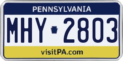 PA license plate MHY2803