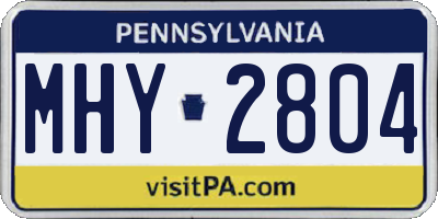 PA license plate MHY2804
