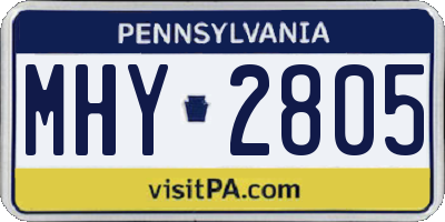 PA license plate MHY2805