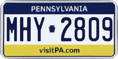 PA license plate MHY2809