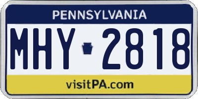PA license plate MHY2818