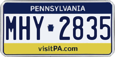 PA license plate MHY2835