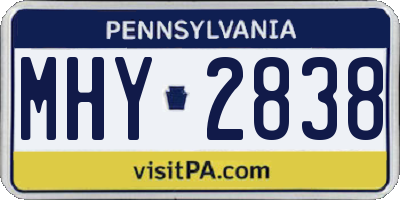 PA license plate MHY2838