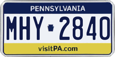 PA license plate MHY2840