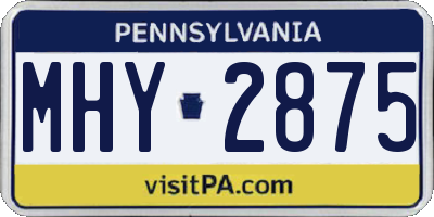 PA license plate MHY2875
