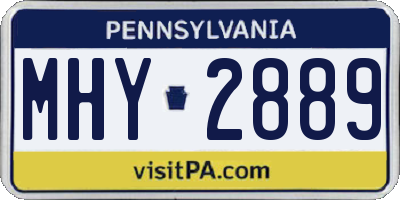 PA license plate MHY2889