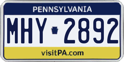 PA license plate MHY2892