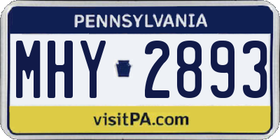 PA license plate MHY2893