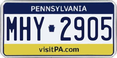 PA license plate MHY2905