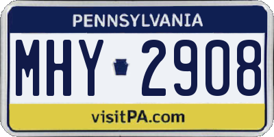 PA license plate MHY2908
