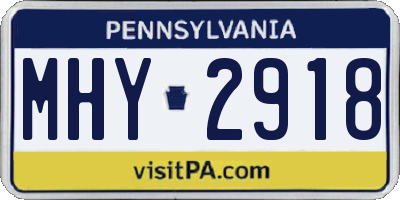 PA license plate MHY2918