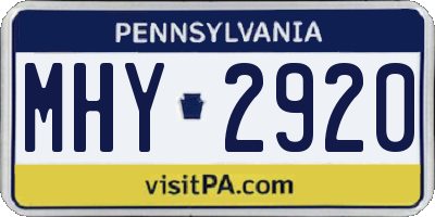 PA license plate MHY2920