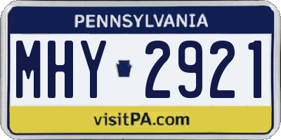 PA license plate MHY2921