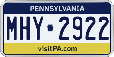 PA license plate MHY2922