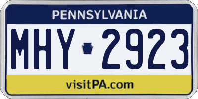 PA license plate MHY2923