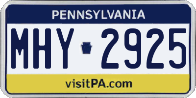 PA license plate MHY2925