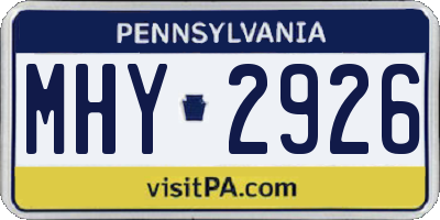 PA license plate MHY2926