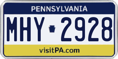 PA license plate MHY2928